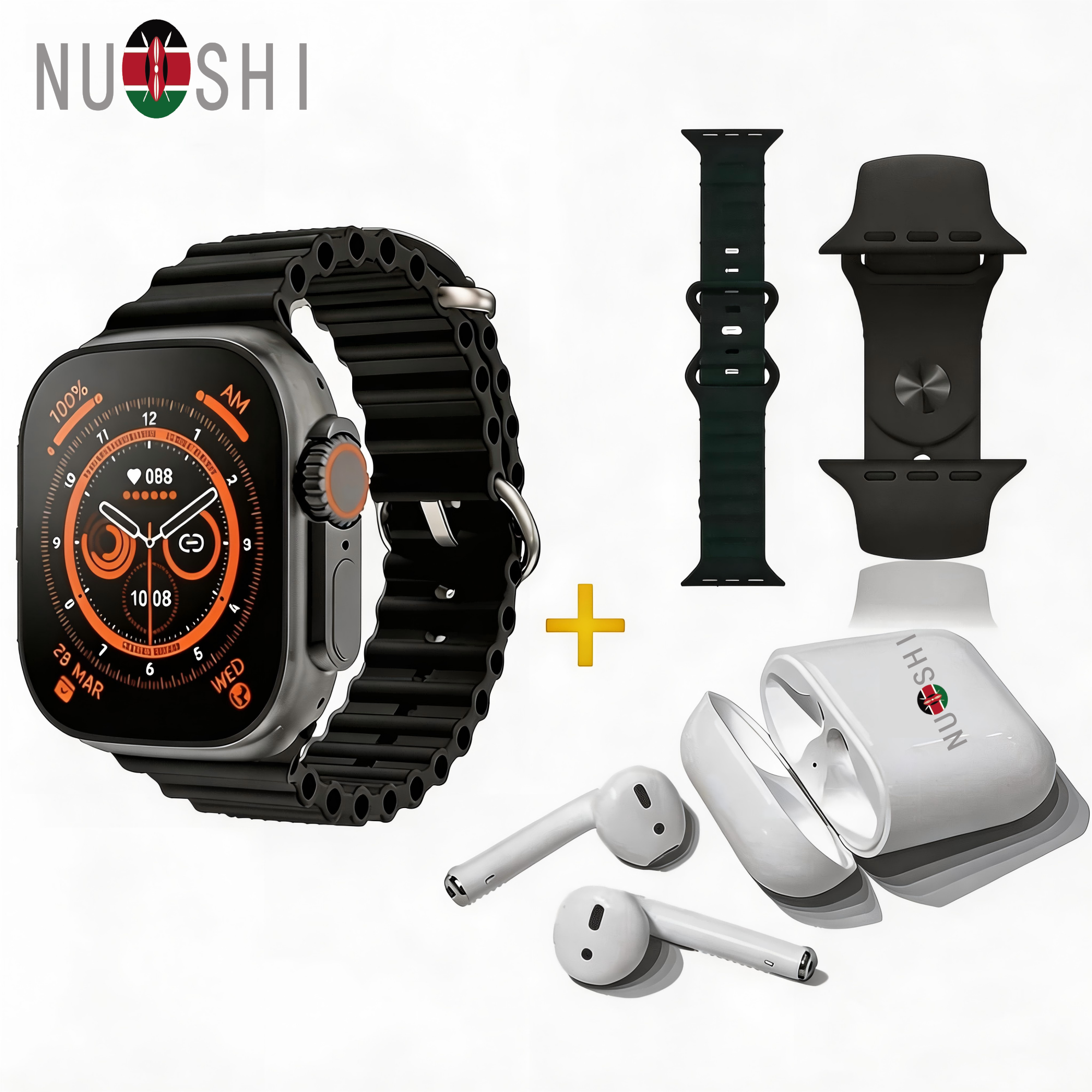 NUOSHI W26 Pro  Max 2 in 1 Smart Watch&Earphones Fashion Gift Trend Men Women Bluetooth Calling Blood Pressure Heart Rate Monitor Sports Fitness Bracelet Smartwatch+Free Gift Bluetooth Earphone