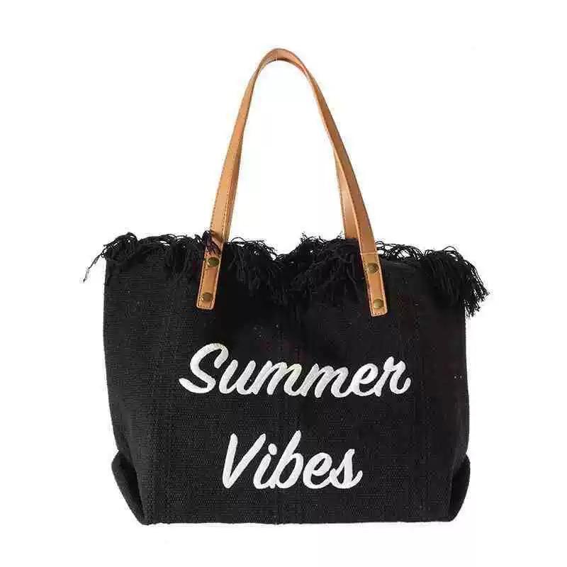 🏖️ 🌸 New In! ‘Summer Vibes’ Large Capacity Women’s Beach & Market Tote — Casual Linen Bag | 47×34×17cm