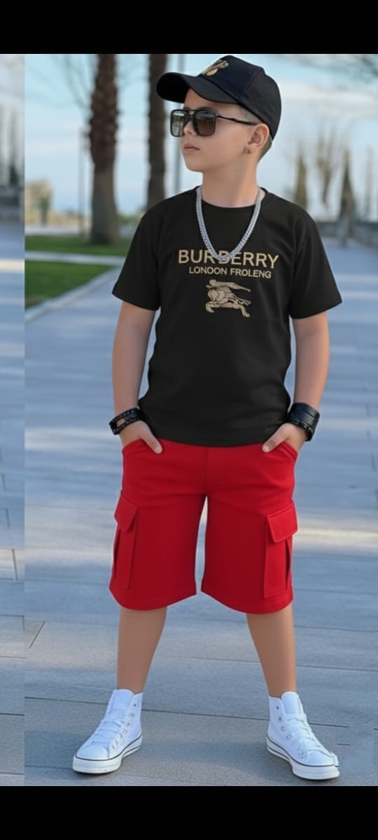 NEW ARRIVALS!!!!!  BURBERRY SET ,( short and tshirt ) 3yrs to 12 yrs ,,good quality ,,