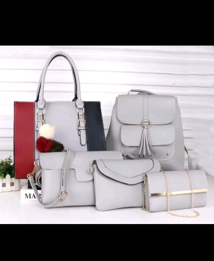 Classic ⚡5 in 1🔥 Handbags For Ladies Women handBags Lady Bags Purse Clutch PU leather Shoulder Bags Lady Purse, laptop backpack, sling tote bag and Wallet