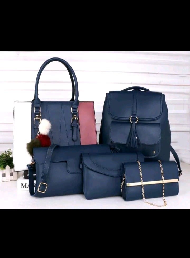 Classic ⚡5 in 1🔥 Handbags For Ladies Women handBags Lady Bags Purse Clutch PU leather Shoulder Bags Lady Purse, laptop backpack, sling tote bag and Wallet