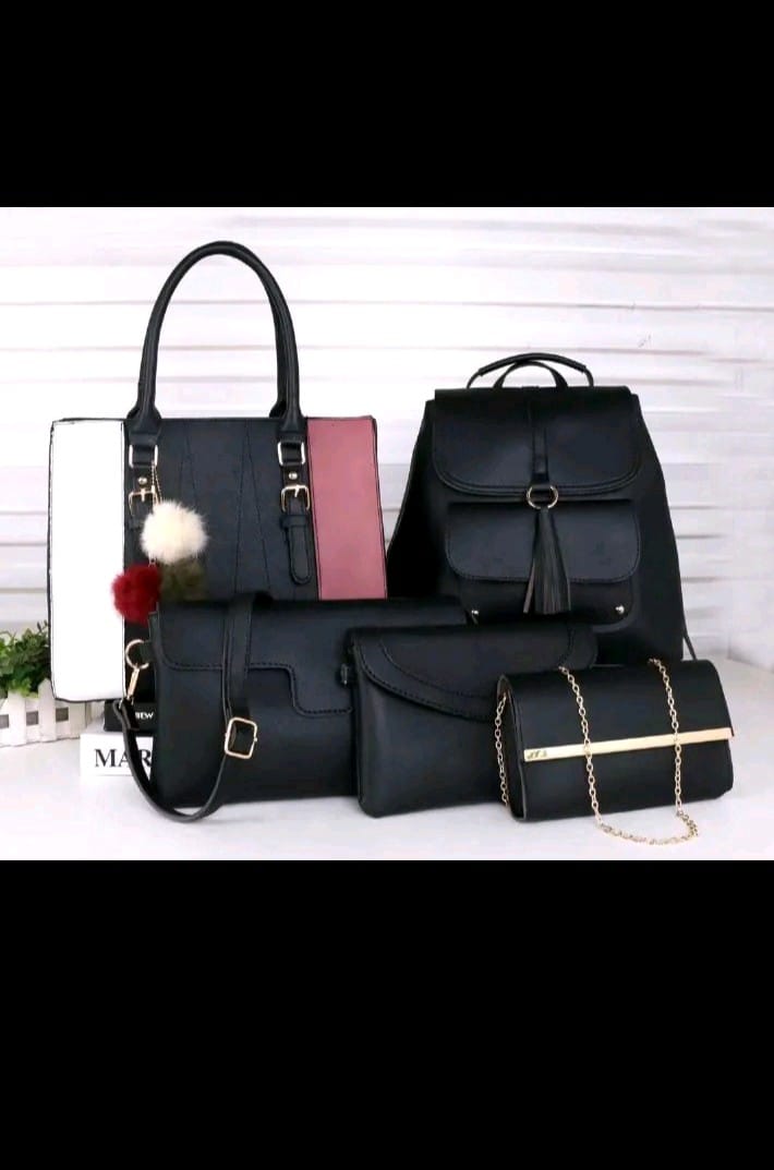 Classic ⚡5 in 1🔥 Handbags For Ladies Women handBags Lady Bags Purse Clutch PU leather Shoulder Bags Lady Purse, laptop backpack, sling tote bag and Wallet