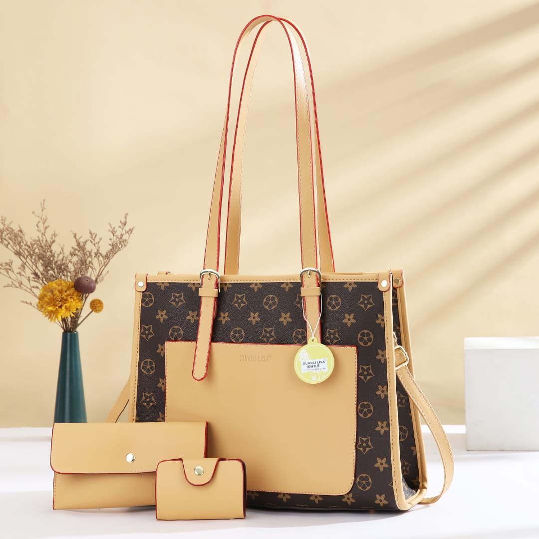 3in1 Classic Trendy Ladies Handbag Women Shoulder Bag Strap Adjustable Fashion Bag Zipper Closure Girls Crossbody Bag with Purse or Wallet Bag