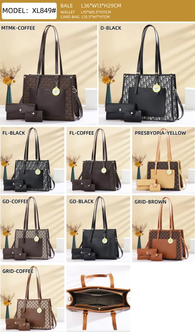 3in1 Classic Trendy Ladies Handbag Women Shoulder Bag Strap Adjustable Fashion Bag Zipper Closure Girls Crossbody Bag with Purse or Wallet Bag