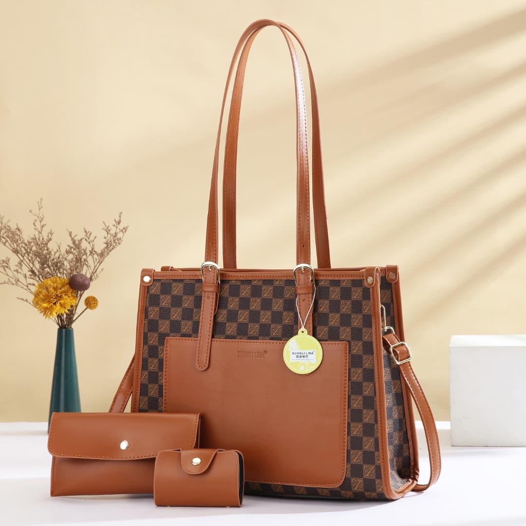 3in1 Classic Trendy Ladies Handbag Women Shoulder Bag Strap Adjustable Fashion Bag Zipper Closure Girls Crossbody Bag with Purse or Wallet Bag