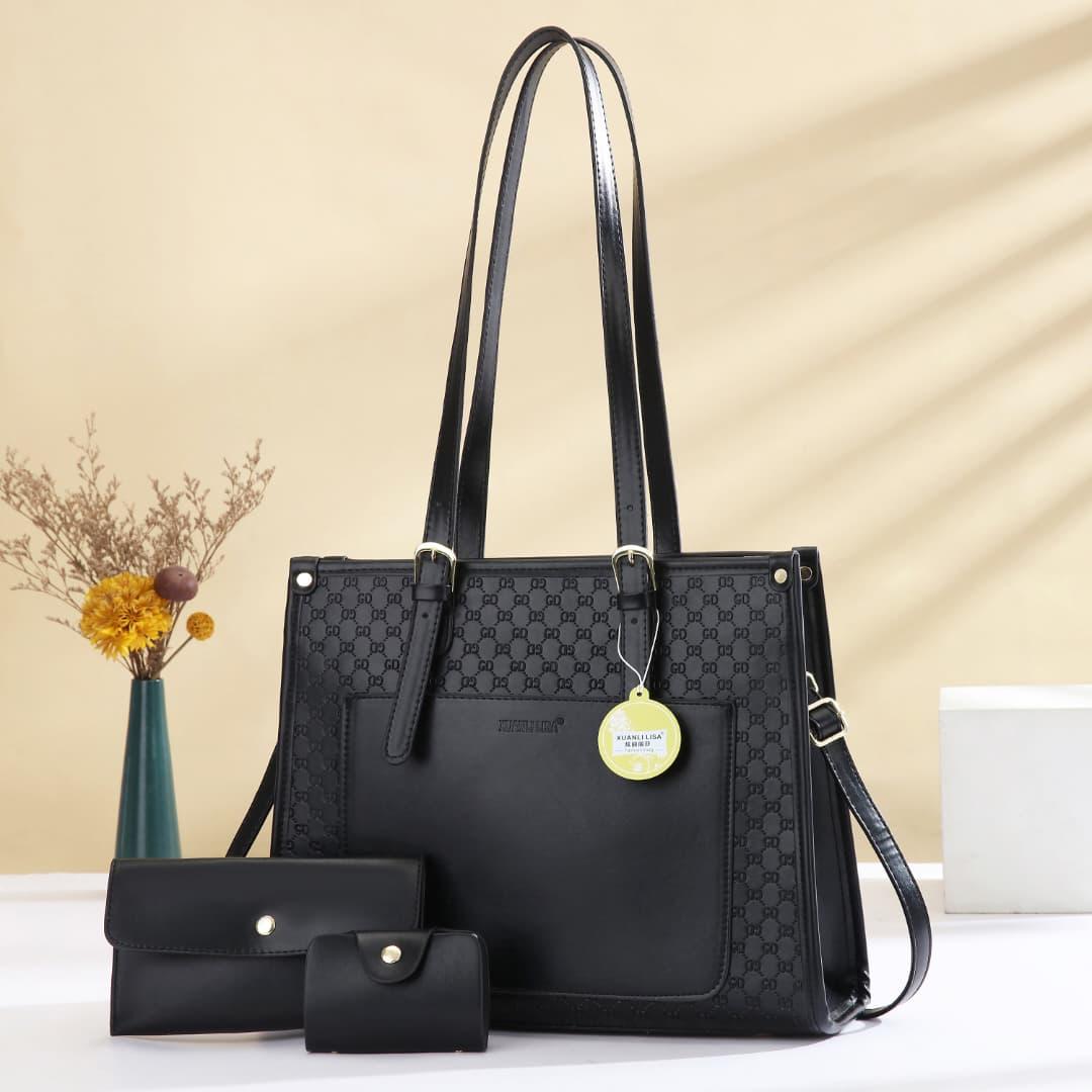 3in1 Classic Trendy Ladies Handbag Women Shoulder Bag Strap Adjustable Fashion Bag Zipper Closure Girls Crossbody Bag with Purse or Wallet Bag