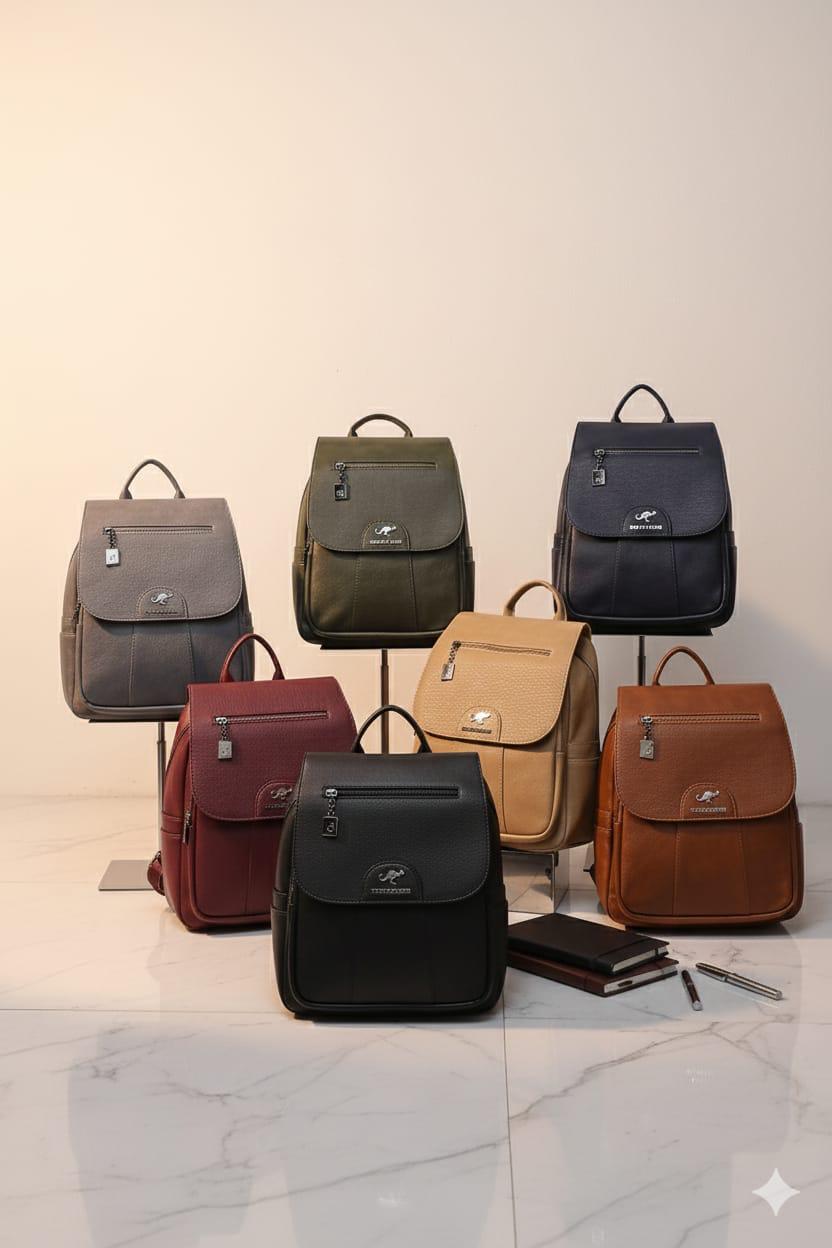 PU Leather Laptop Backpack Stylish Unisex Travel Backpack Durable Water Resistant School Office Bag with Laptop Compartment Genuine Leather Look Backpack for Work Travel