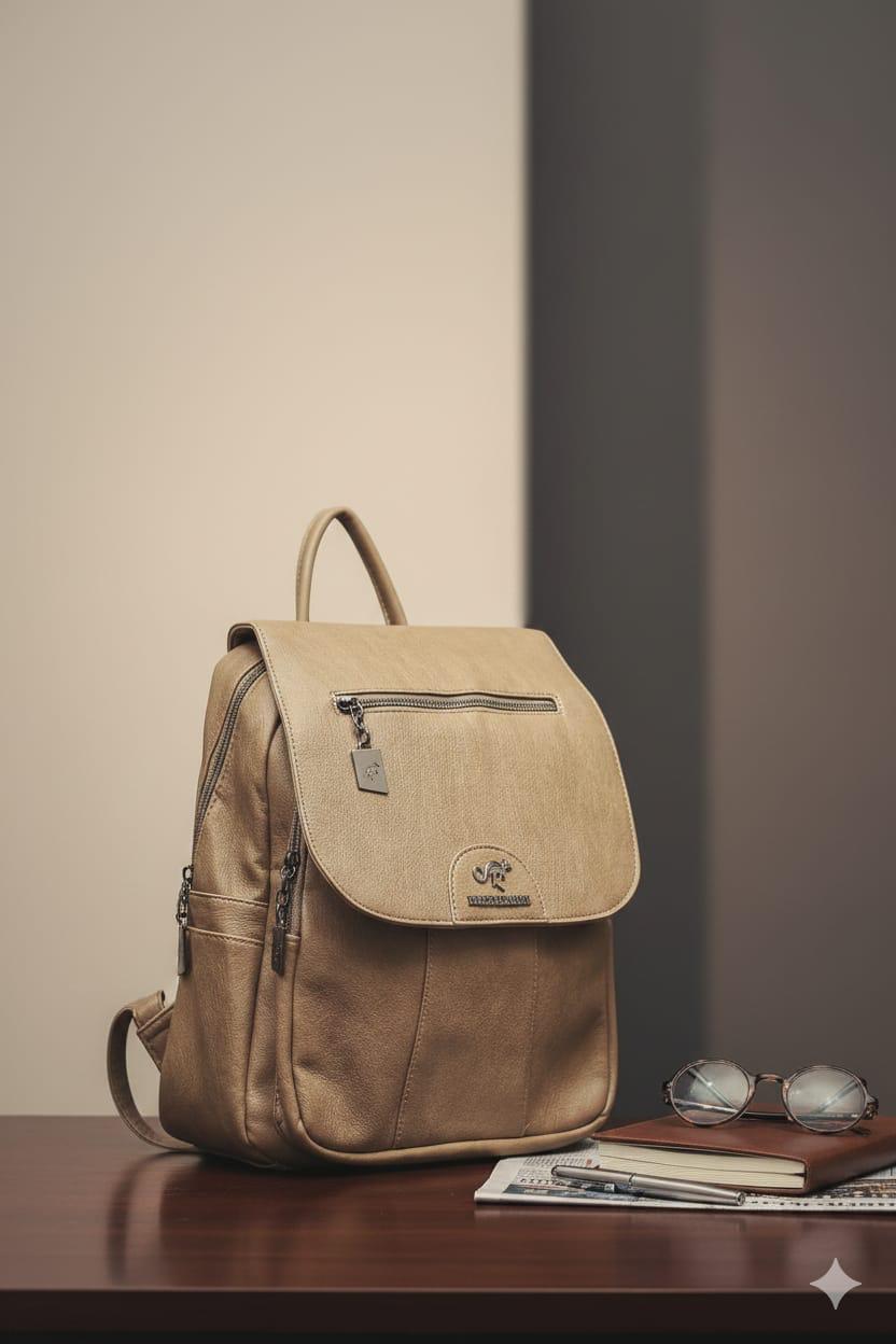 PU Leather Laptop Backpack Stylish Unisex Travel Backpack Durable Water Resistant School Office Bag with Laptop Compartment Genuine Leather Look Backpack for Work Travel