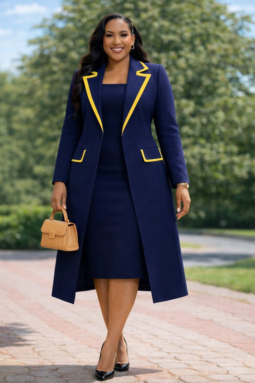 Women Semi Turkey Dress with Matching Coat Elegant Modest Two Piece Outfit Stylish Ladies Dress and Coat Set for Church Office Events and Formal Wear Sizes 46 to 54