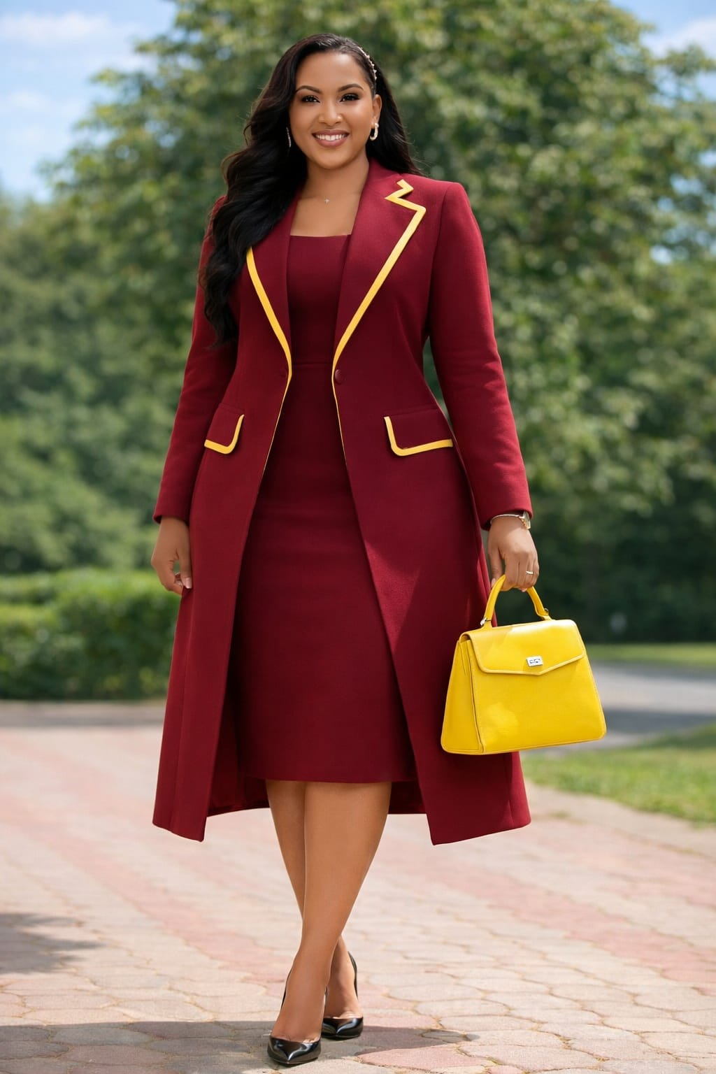 Women Semi Turkey Dress with Matching Coat Elegant Modest Two Piece Outfit Stylish Ladies Dress and Coat Set for Church Office Events and Formal Wear Sizes 46 to 54