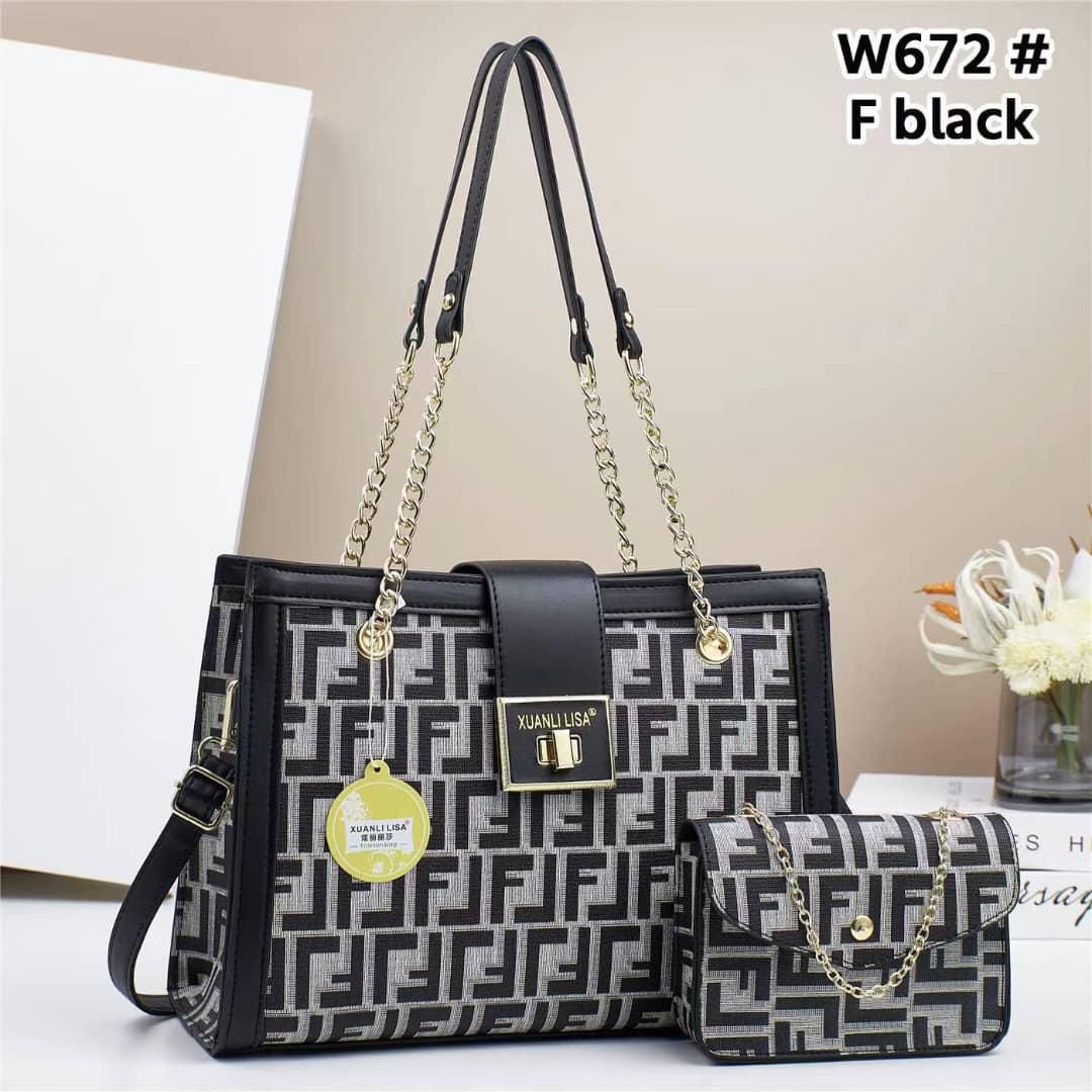 Women 2 in 1 PU Leather Handbag Set Stylish Ladies Shoulder Bag with Matching Pouch Elegant Fashion Tote Bag Durable Everyday Handbag for Work Travel and Casual Use