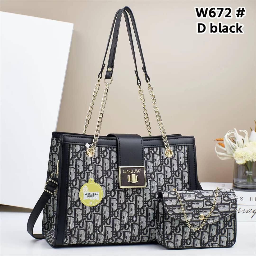 Women 2 in 1 PU Leather Handbag Set Stylish Ladies Shoulder Bag with Matching Pouch Elegant Fashion Tote Bag Durable Everyday Handbag for Work Travel and Casual Use