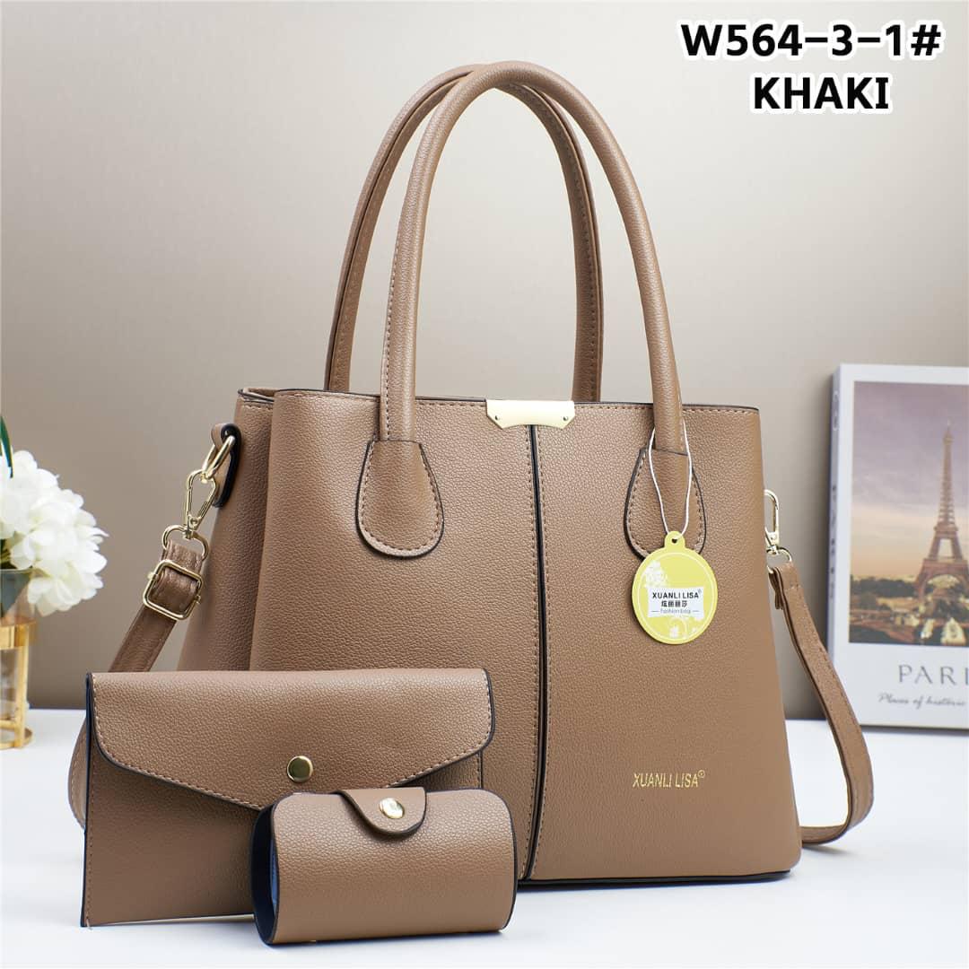 Women 3 in 1 PU Leather Handbag Set Stylish Ladies Tote Bag with Shoulder Bag and Wallet Elegant Fashion Handbag Set Durable Everyday Bags for Work Travel Shopping.
