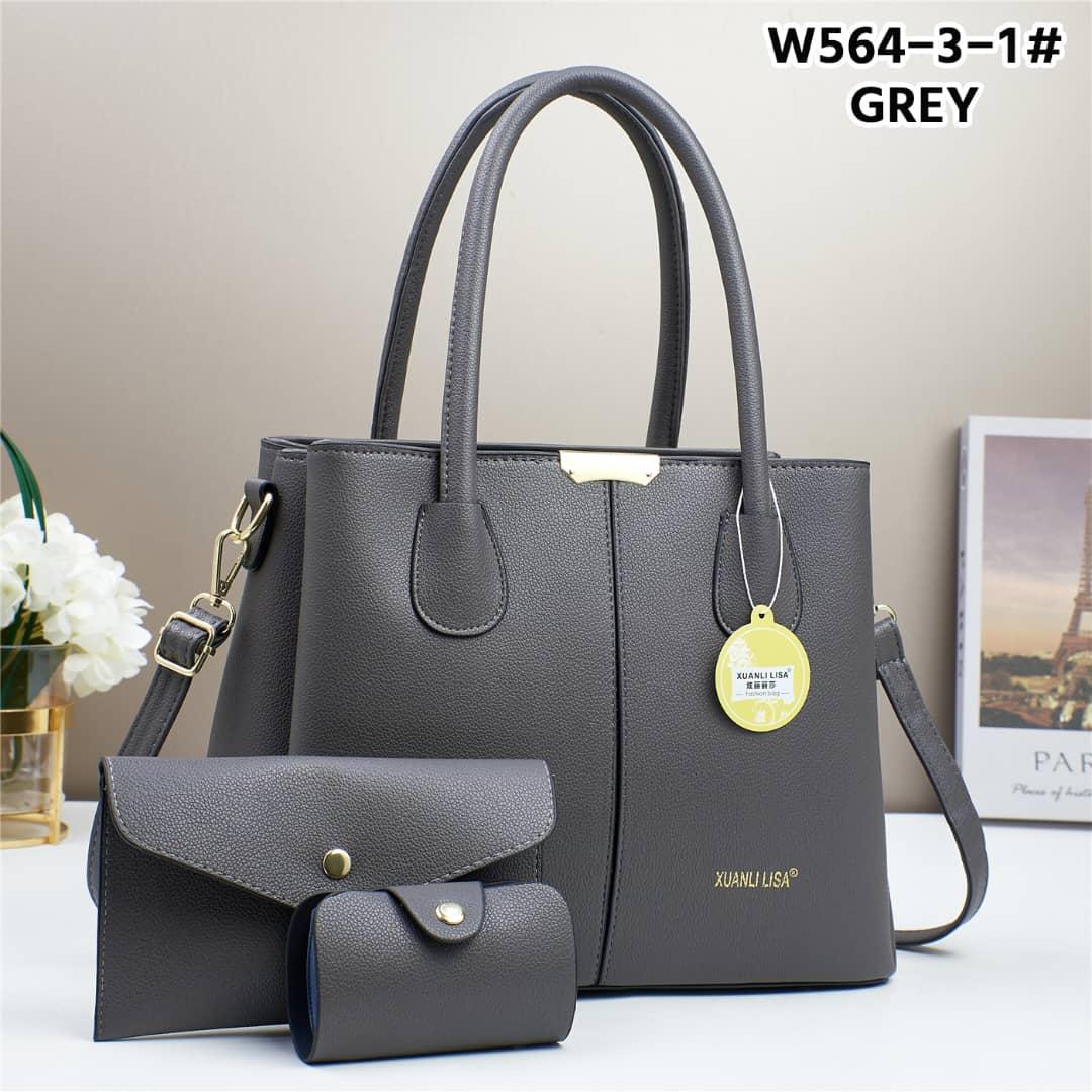 Women 3 in 1 PU Leather Handbag Set Stylish Ladies Tote Bag with Shoulder Bag and Wallet Elegant Fashion Handbag Set Durable Everyday Bags for Work Travel Shopping.