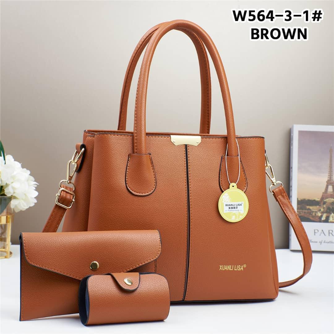 Women 3 in 1 PU Leather Handbag Set Stylish Ladies Tote Bag with Shoulder Bag and Wallet Elegant Fashion Handbag Set Durable Everyday Bags for Work Travel Shopping.