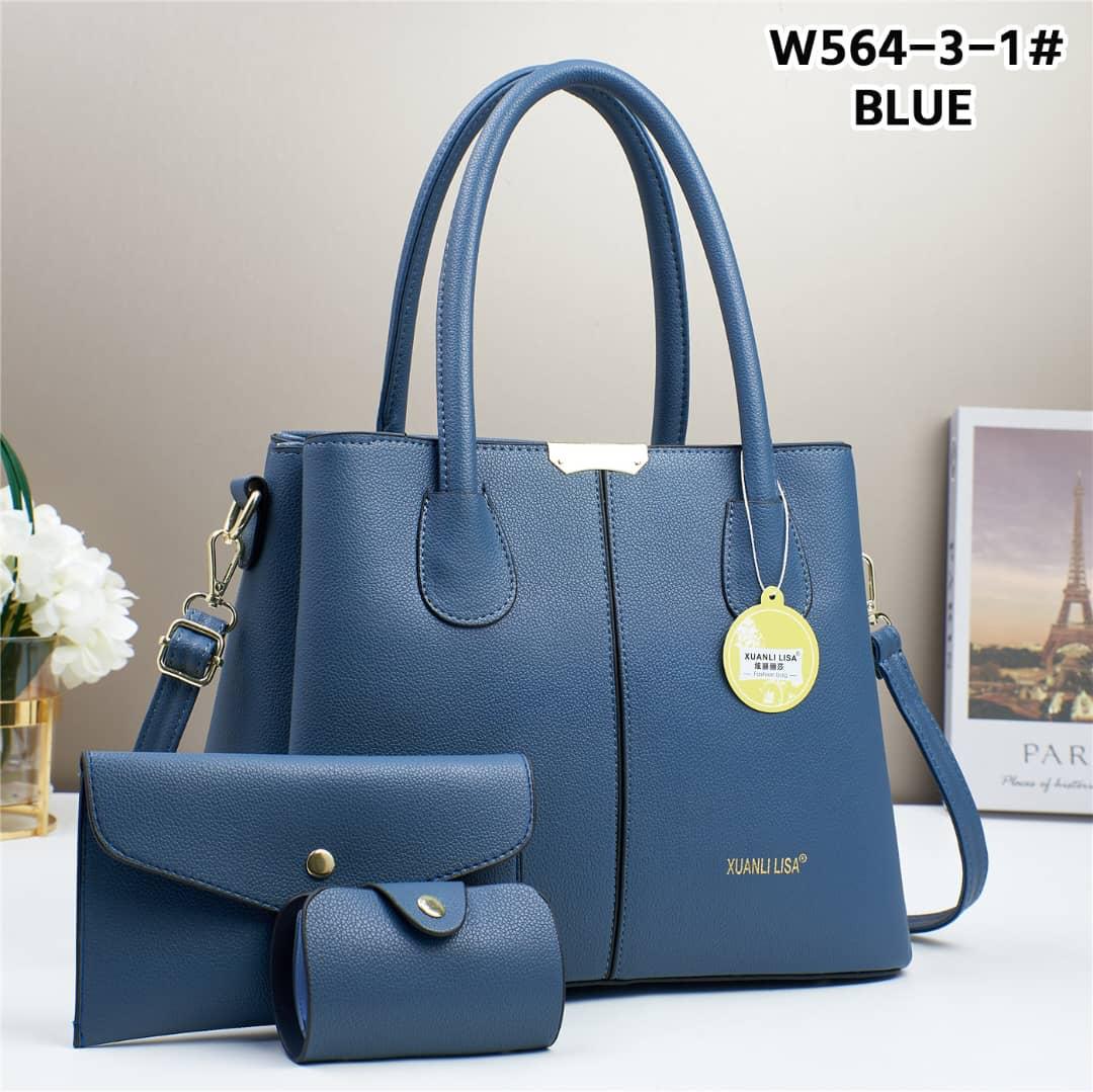 Women 3 in 1 PU Leather Handbag Set Stylish Ladies Tote Bag with Shoulder Bag and Wallet Elegant Fashion Handbag Set Durable Everyday Bags for Work Travel Shopping.