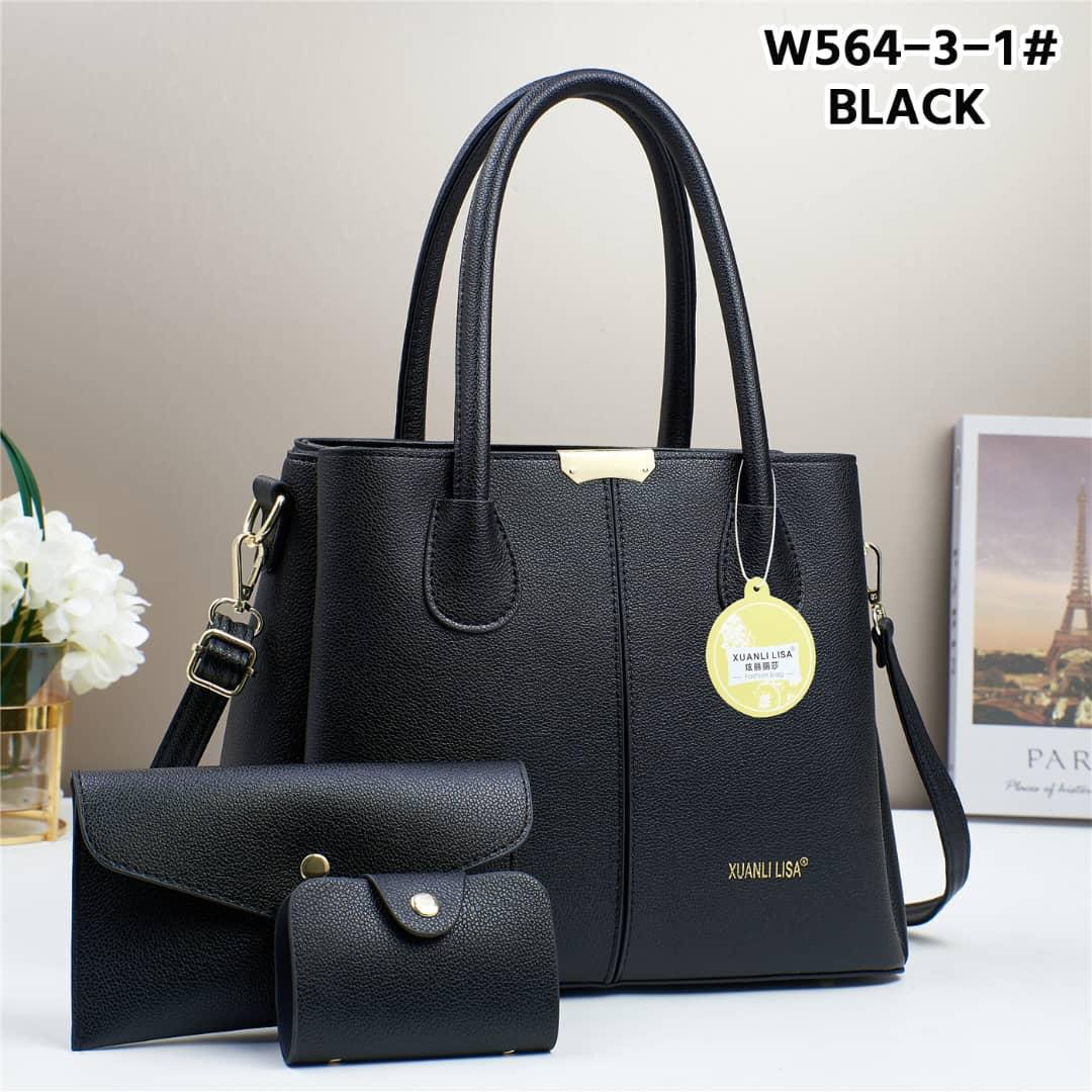 Women 3 in 1 PU Leather Handbag Set Stylish Ladies Tote Bag with Shoulder Bag and Wallet Elegant Fashion Handbag Set Durable Everyday Bags for Work Travel Shopping.