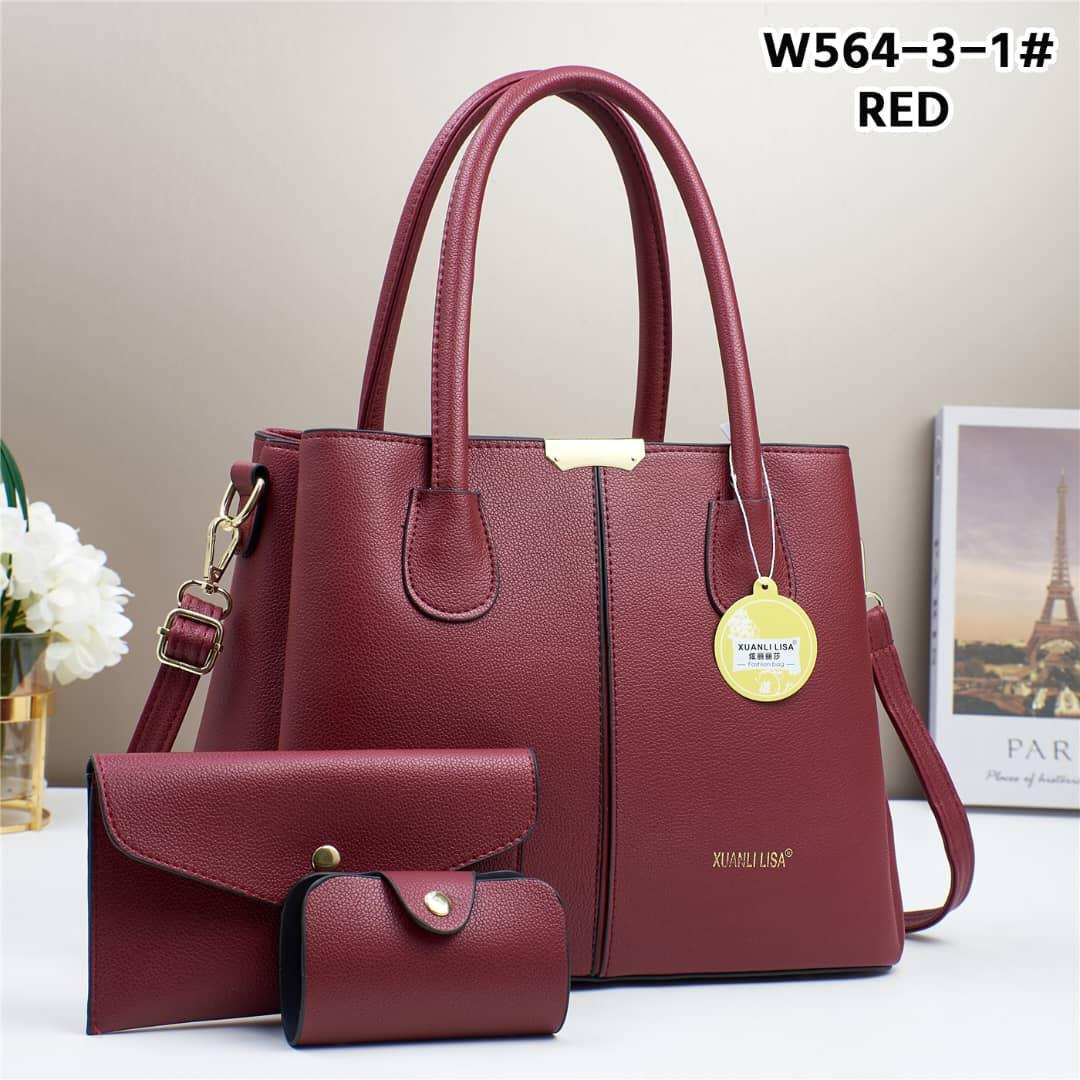 Women 3 in 1 PU Leather Handbag Set Stylish Ladies Tote Bag with Shoulder Bag and Wallet Elegant Fashion Handbag Set Durable Everyday Bags for Work Travel Shopping.