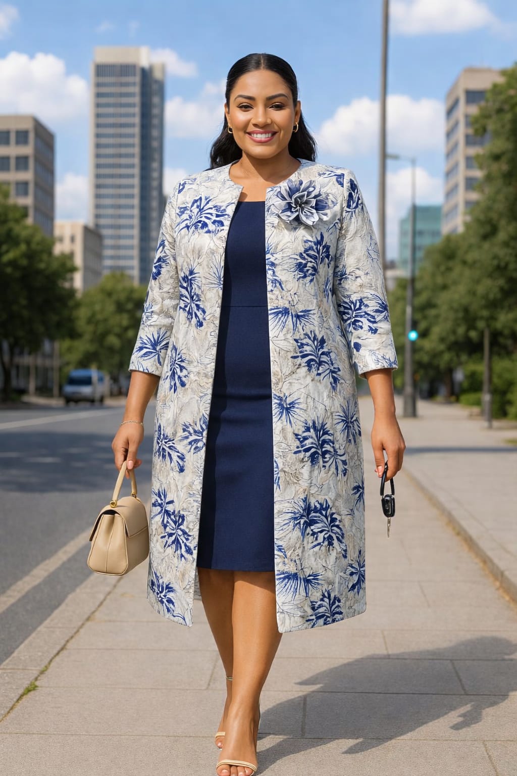 Women Semi Turkey Dress with Matching Coat Elegant Two Piece Ladies Outfit Stylish Modest Dress and Coat Set for Church Events Office Wear Special Occasions Sizes 46 to 54