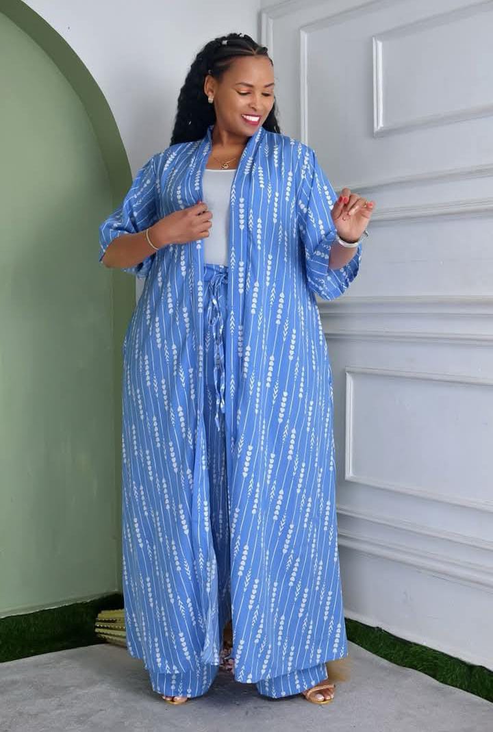 Women 3 Piece Kimono Set Elegant Trouser Top and Kimono Outfit Stylish Ladies Two Piece Suit with Kimono Casual Fashion Set for Office Events Travel Comfortable Wear Sizes M to 2XL