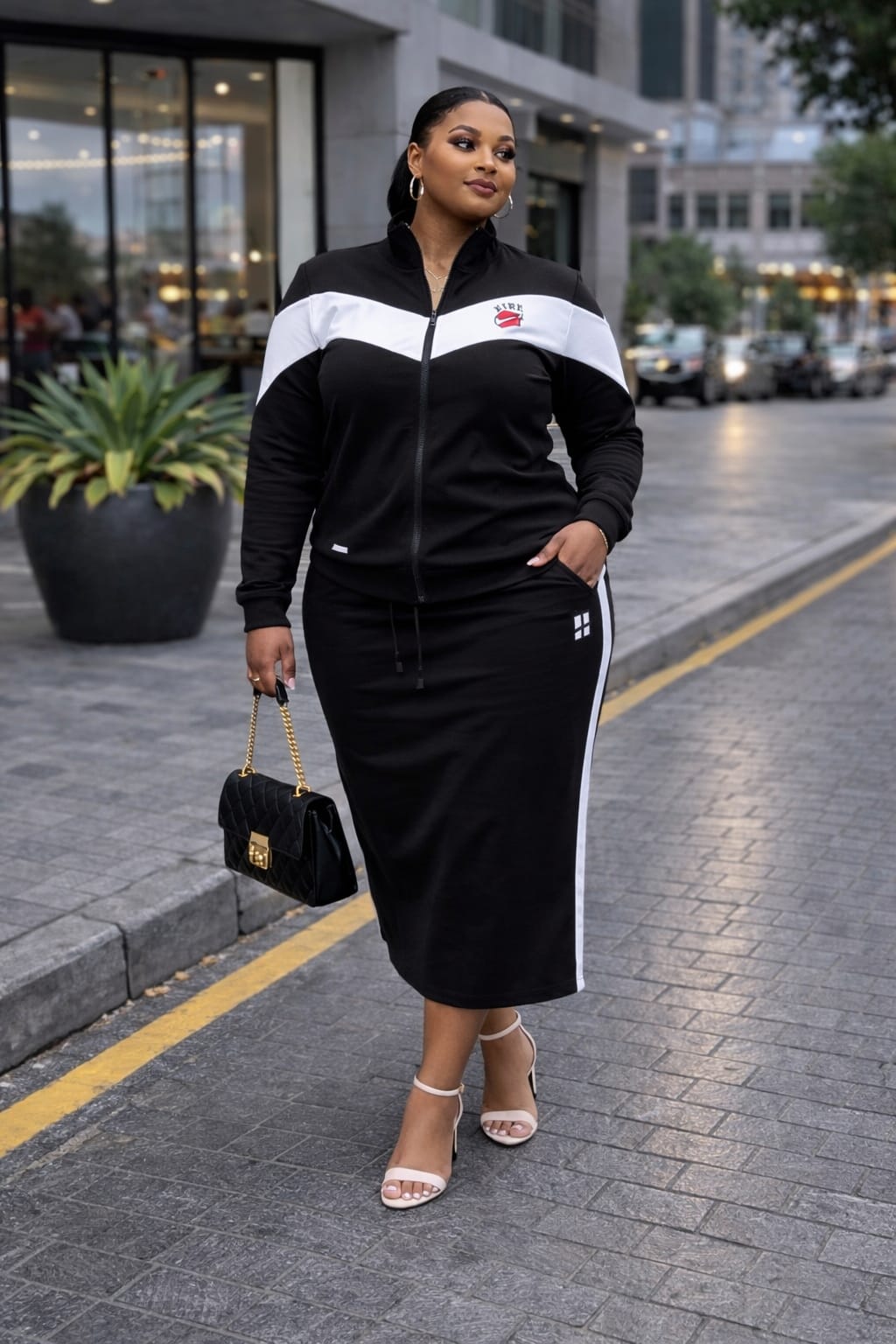 Women 2 Piece Turkey Track Skirt Set Stylish Top and Skirt Outfit Plus Size Ladies Casual Sporty Wear Comfortable Matching Set for Travel Gym Everyday Fashion Sizes 2XL to 6XL