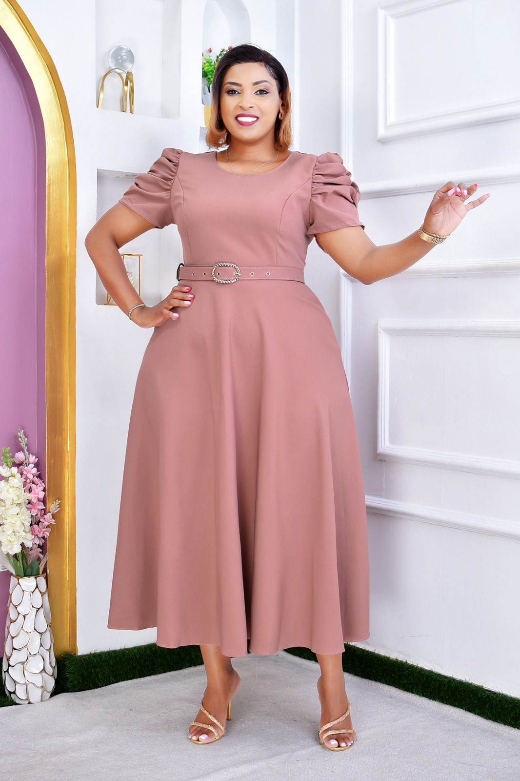 Women Beautiful Maxi Dress Elegant Long Plus Size Dress Stylish Ladies Casual and Formal Outfit Comfortable Flowing Fashion Dress for Church Parties Events Sizes 46 to 54