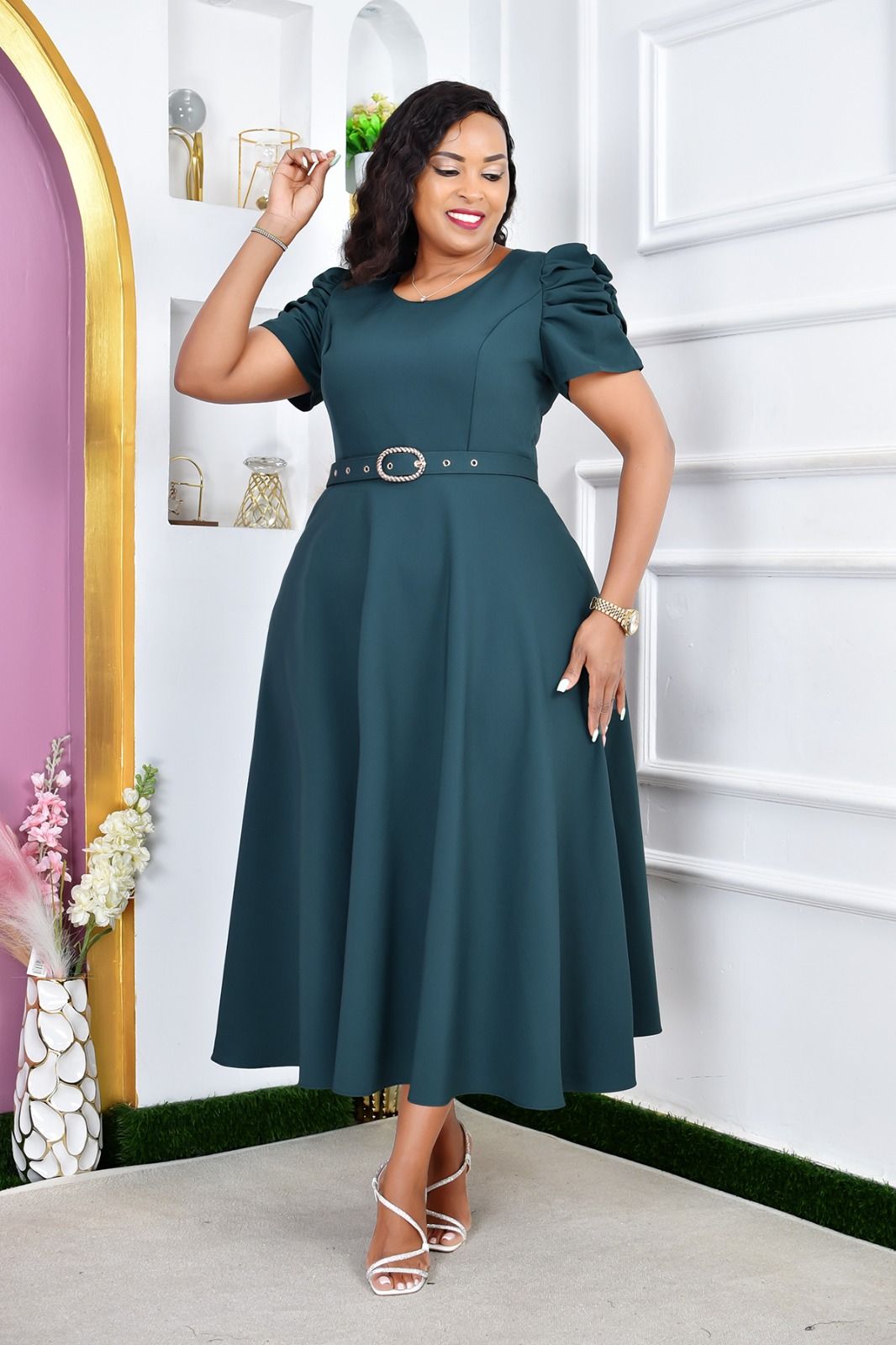 Women Beautiful Maxi Dress Elegant Long Plus Size Dress Stylish Ladies Casual and Formal Outfit Comfortable Flowing Fashion Dress for Church Parties Events Sizes 46 to 54