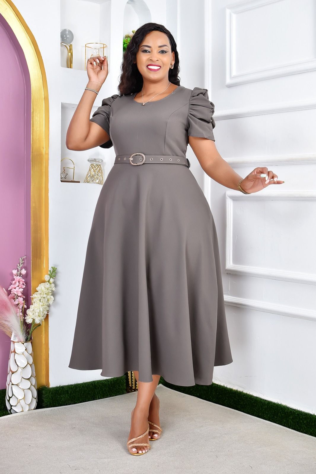 Women Beautiful Maxi Dress Elegant Long Plus Size Dress Stylish Ladies Casual and Formal Outfit Comfortable Flowing Fashion Dress for Church Parties Events Sizes 46 to 54