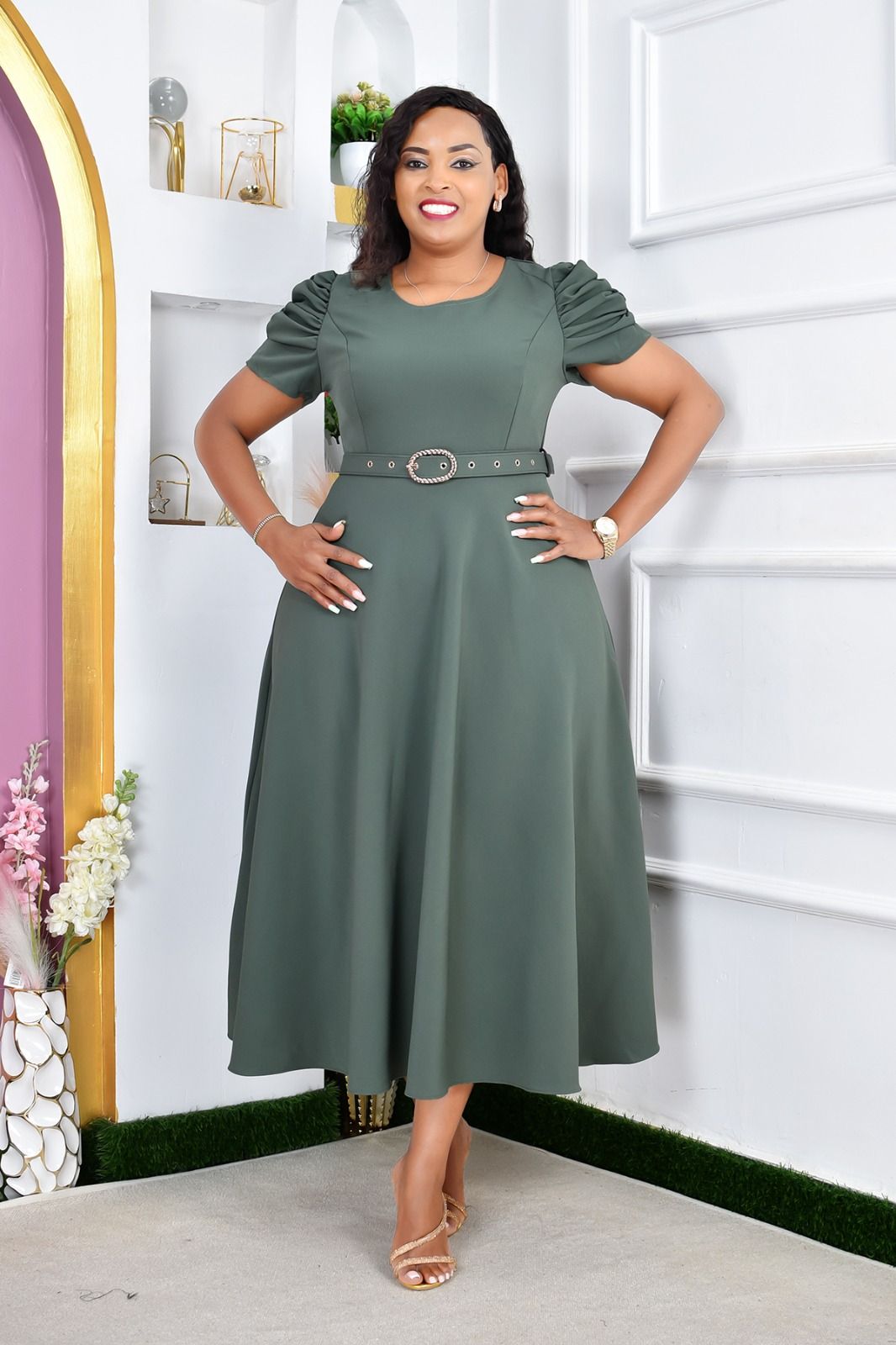 Women Beautiful Maxi Dress Elegant Long Plus Size Dress Stylish Ladies Casual and Formal Outfit Comfortable Flowing Fashion Dress for Church Parties Events Sizes 46 to 54