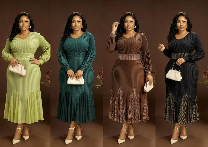 Women Semi Turkey Dress Elegant Maxi Dress Stylish Modest Ladies Outfit Comfortable Casual and Formal Wear for Church Events Travel Everyday Fashion Sizes 44 to 52