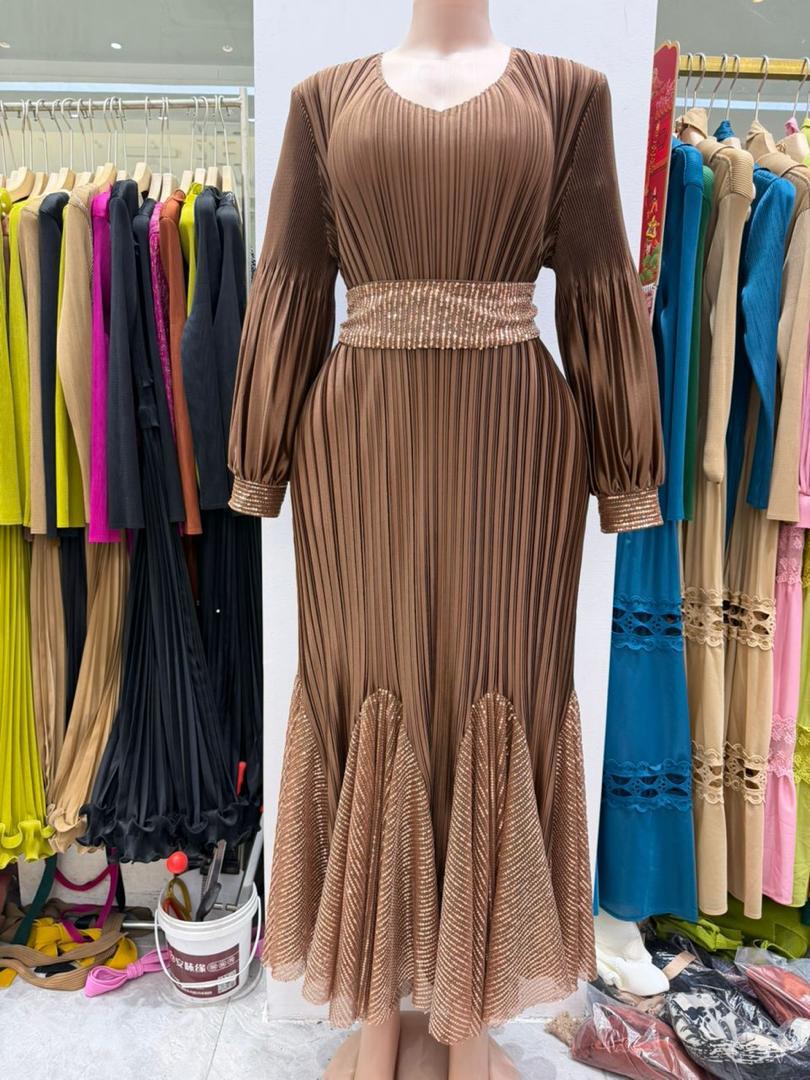 Women Semi Turkey Dress Elegant Maxi Dress Stylish Modest Ladies Outfit Comfortable Casual and Formal Wear for Church Events Travel Everyday Fashion Sizes 44 to 52