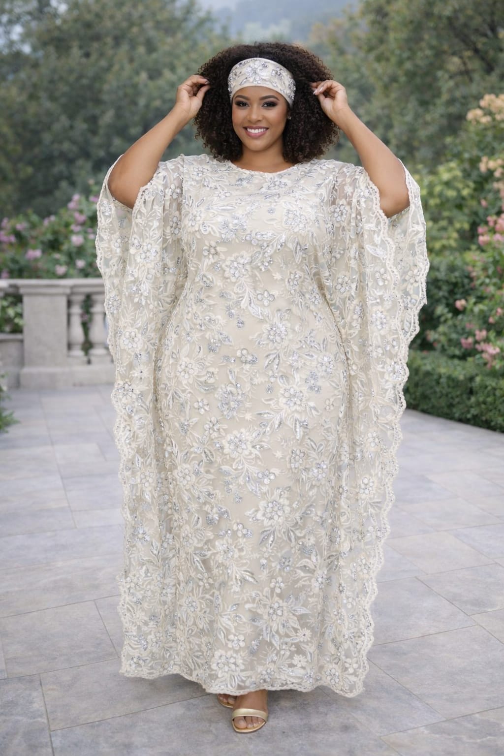 Women Embroidered Dera with Scarf Free Size Kaftan Dress Elegant Modest Outfit Stylish Ladies Loose Fit Comfortable Casual and Formal Wear for Travel Church One Size