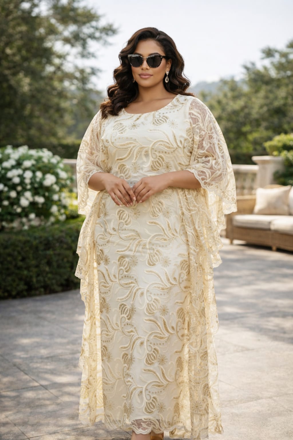 Women Embroidered Dera with Scarf Free Size Kaftan Dress Elegant Modest Outfit Stylish Ladies Loose Fit Comfortable Casual and Formal Wear for Travel Church One Size