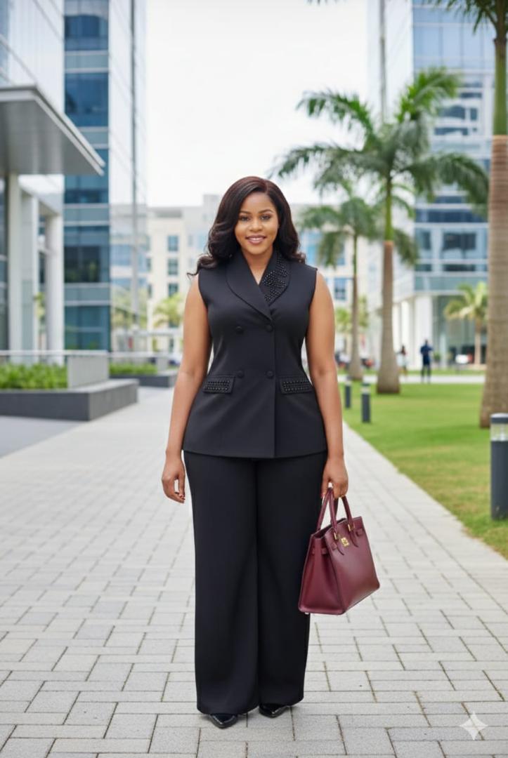 Women Official Sleeveless 2 Piece Suit Elegant Matching Blazer Vest and Trouser Set Stylish Formal Office Wear Ladies Business Outfit Comfortable Fashion Sizes M to 2XL