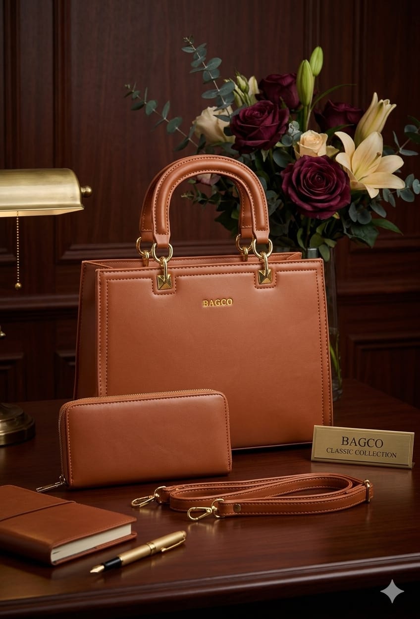 Women 2 in 1 PU Leather Handbag Set Stylish Ladies Shoulder Bag and Inner Pouch Elegant Durable Fashion Tote Bag for Work Travel Everyday Use Spacious Design