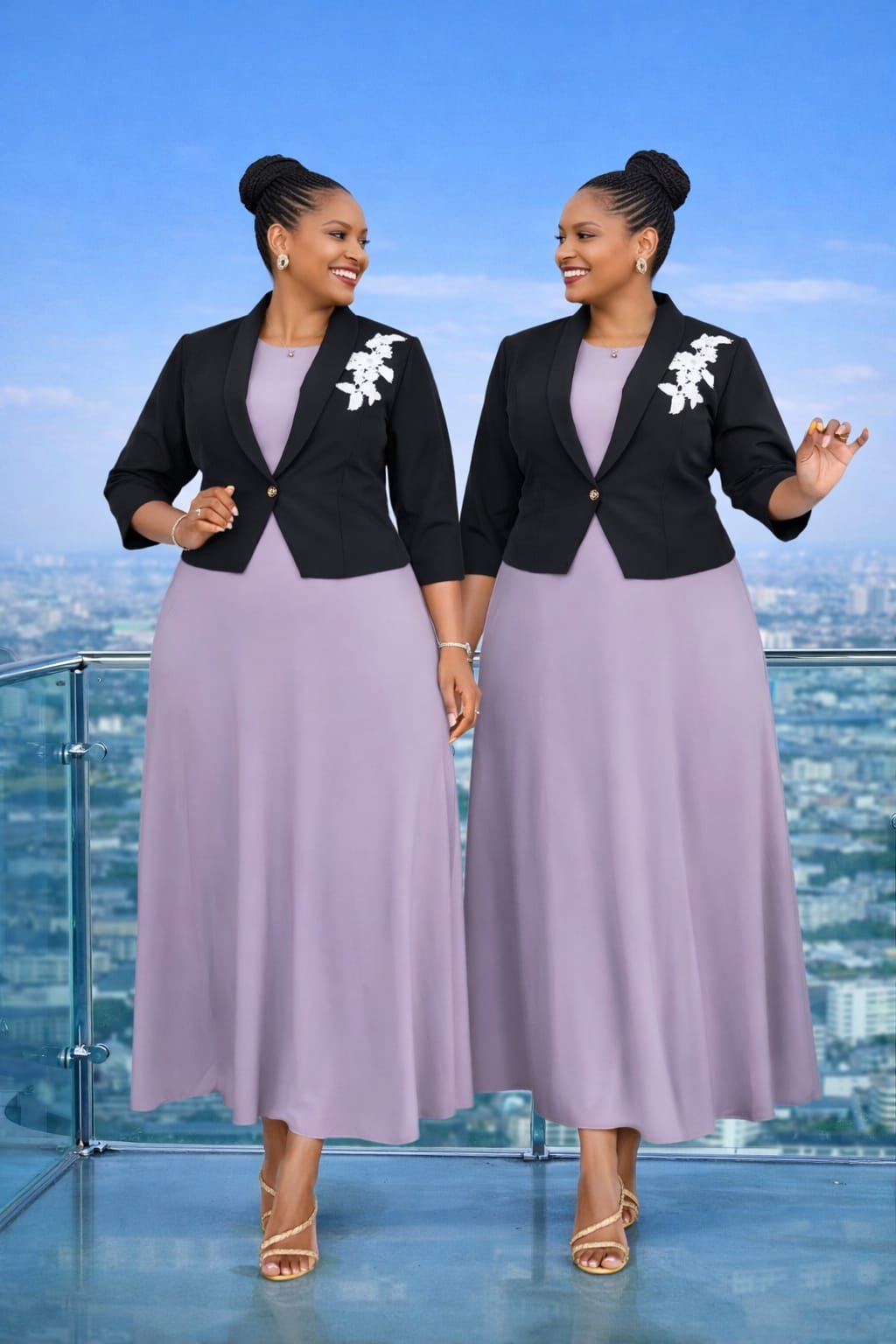 Women Semi Turkey Maxi Dress with Coat Elegant 2 Piece Outfit Stylish Long Dress and Jacket Set Comfortable Fashion Wear for Office Church Events Sizes 44 to 52