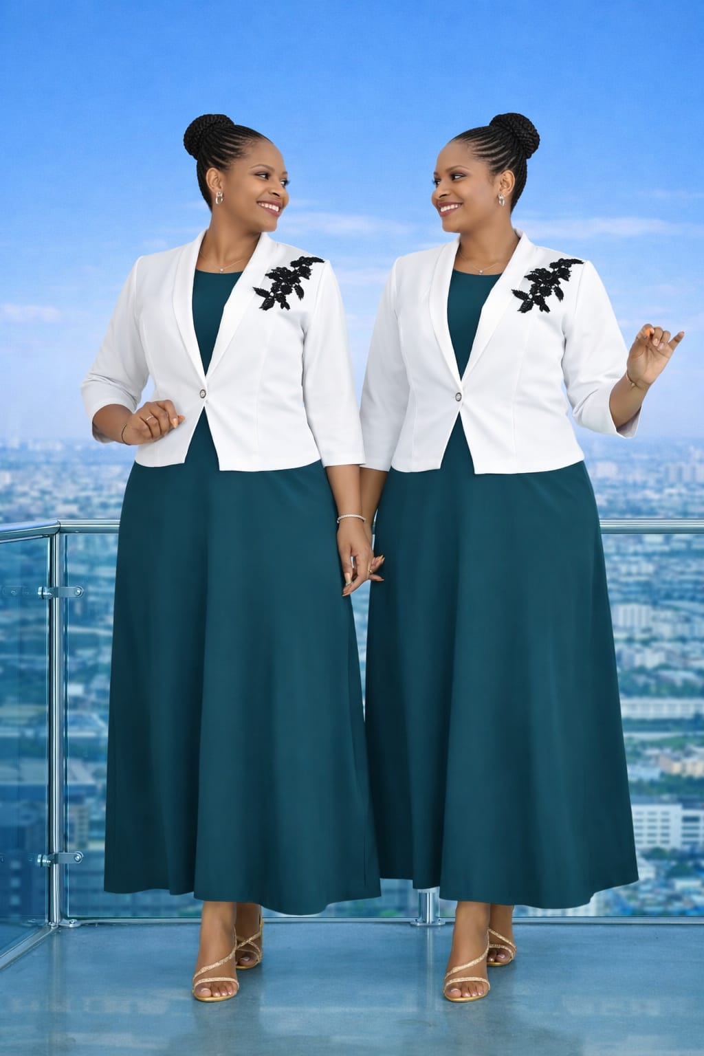 Women Semi Turkey Maxi Dress with Coat Elegant 2 Piece Outfit Stylish Long Dress and Jacket Set Comfortable Fashion Wear for Office Church Events Sizes 44 to 52