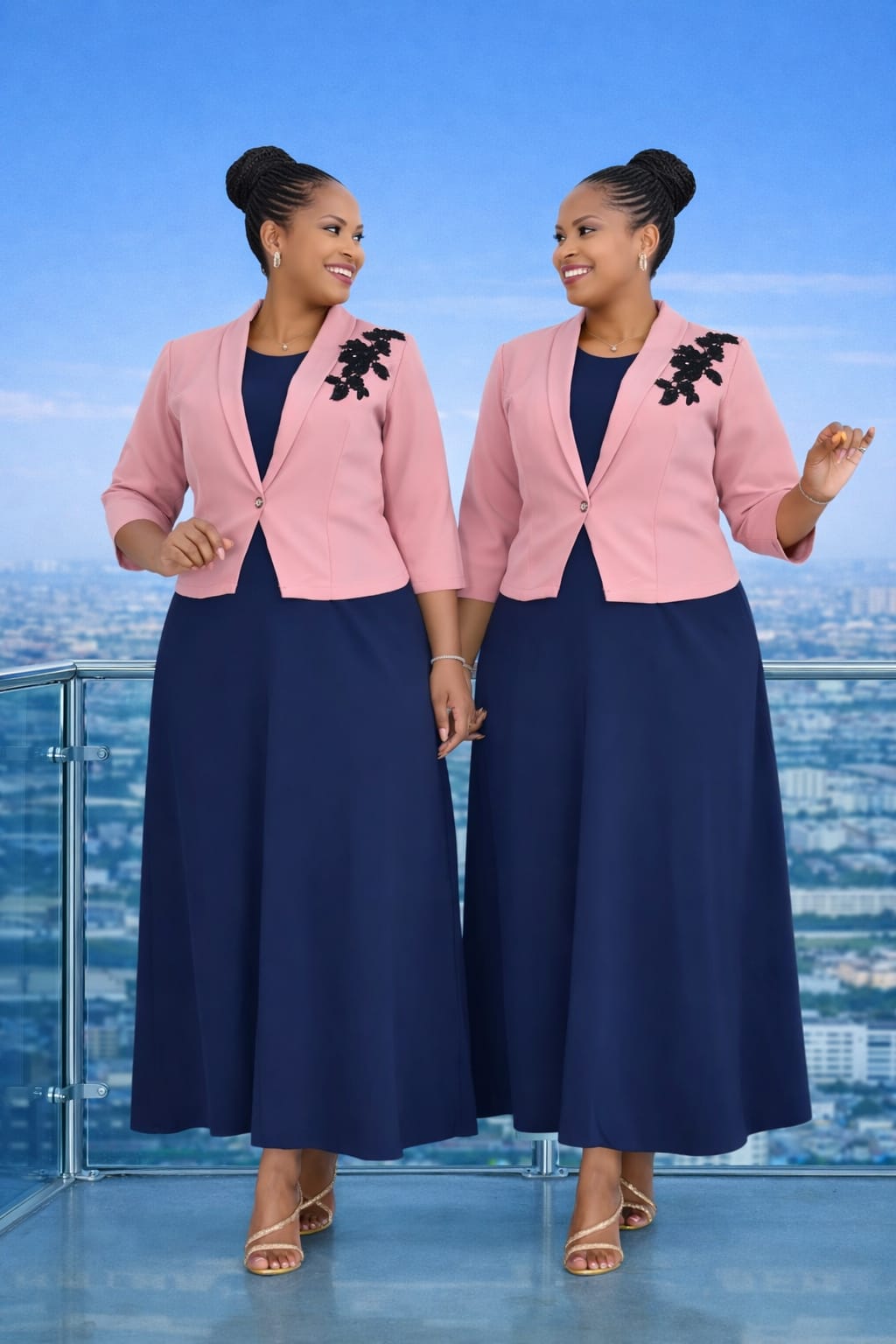 Women Semi Turkey Maxi Dress with Coat Elegant 2 Piece Outfit Stylish Long Dress and Jacket Set Comfortable Fashion Wear for Office Church Events Sizes 44 to 52