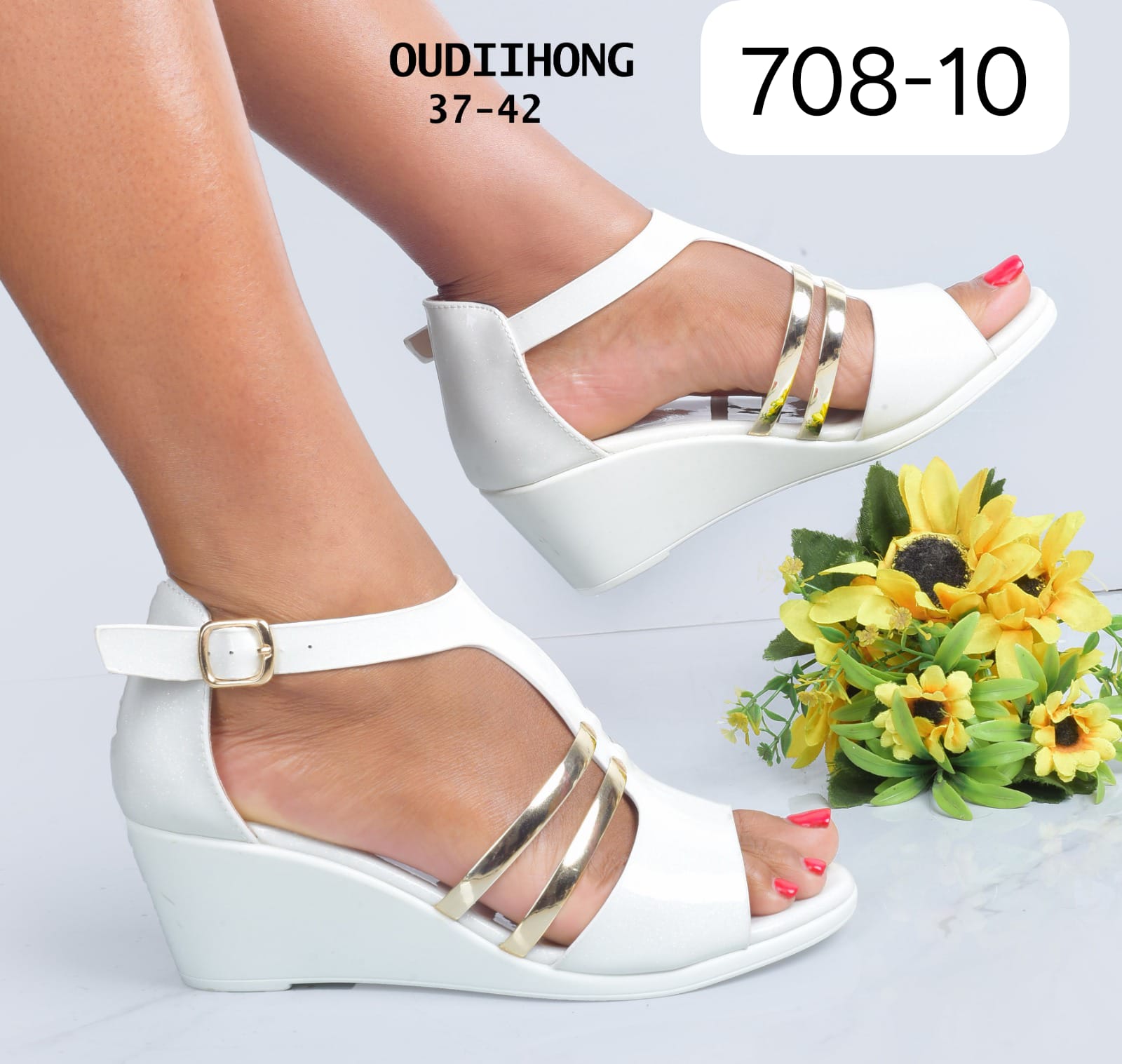 Women Open Wedge Heels Comfortable PU Leather Sandals Stylish Lightweight Footwear Casual Office Party Wear Durable Non-Slip Shoes Fashionable Ladies Heels Sizes 37–42