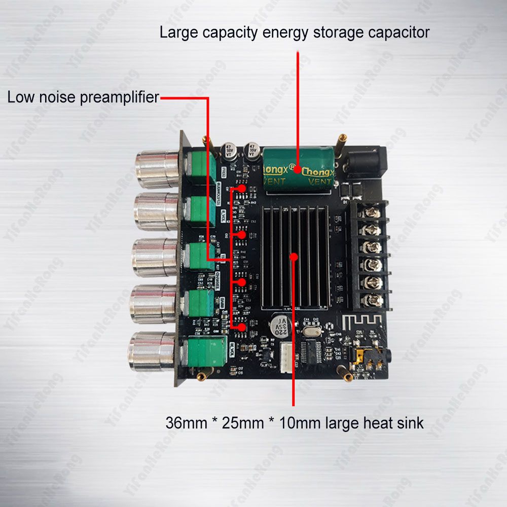ZK-M21 amplifier module 2X50W +100W 2.1channell Bluetooth 5.0 power amplifier board 12-24V (TPA3116)
Assembled China version (blue light for Bluetooth and red for Aux)