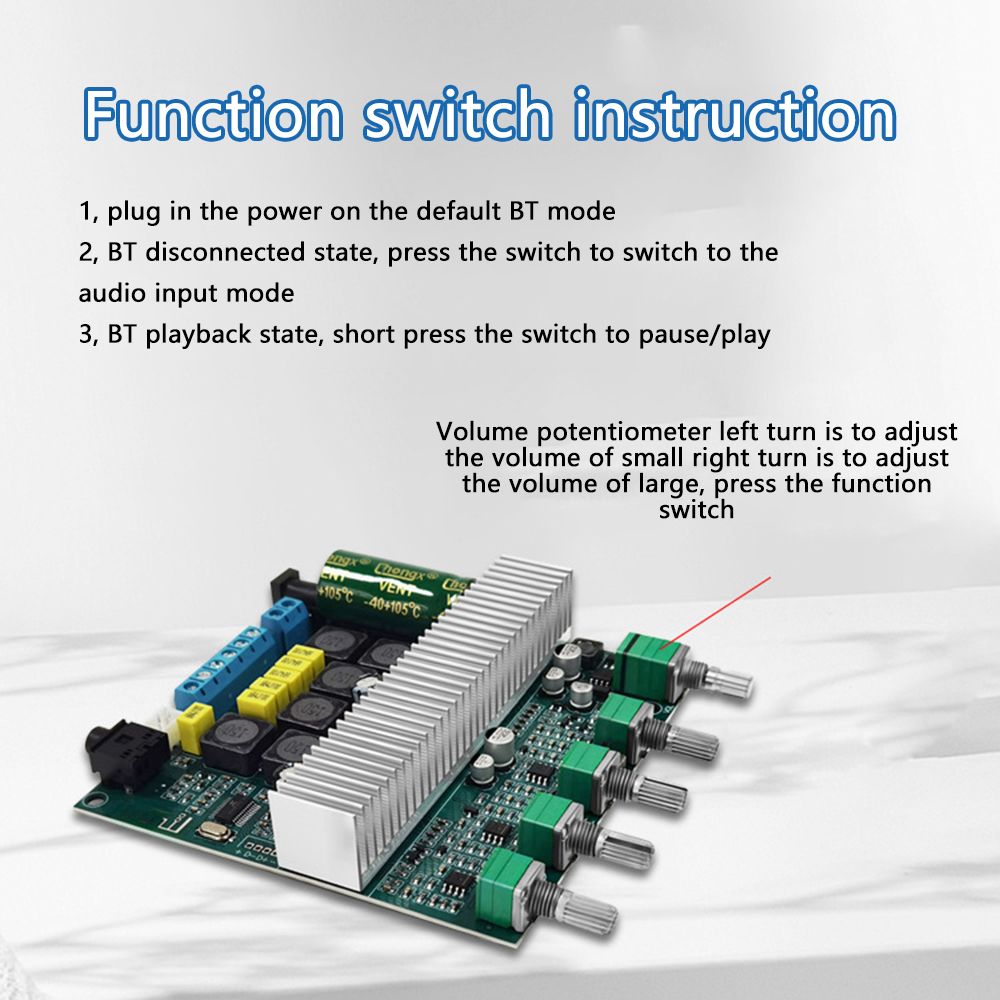 2.1 Bluetooth amplifier board (DC amplifier} TPA 3116 D2 2 X 50W +100W 12-24V