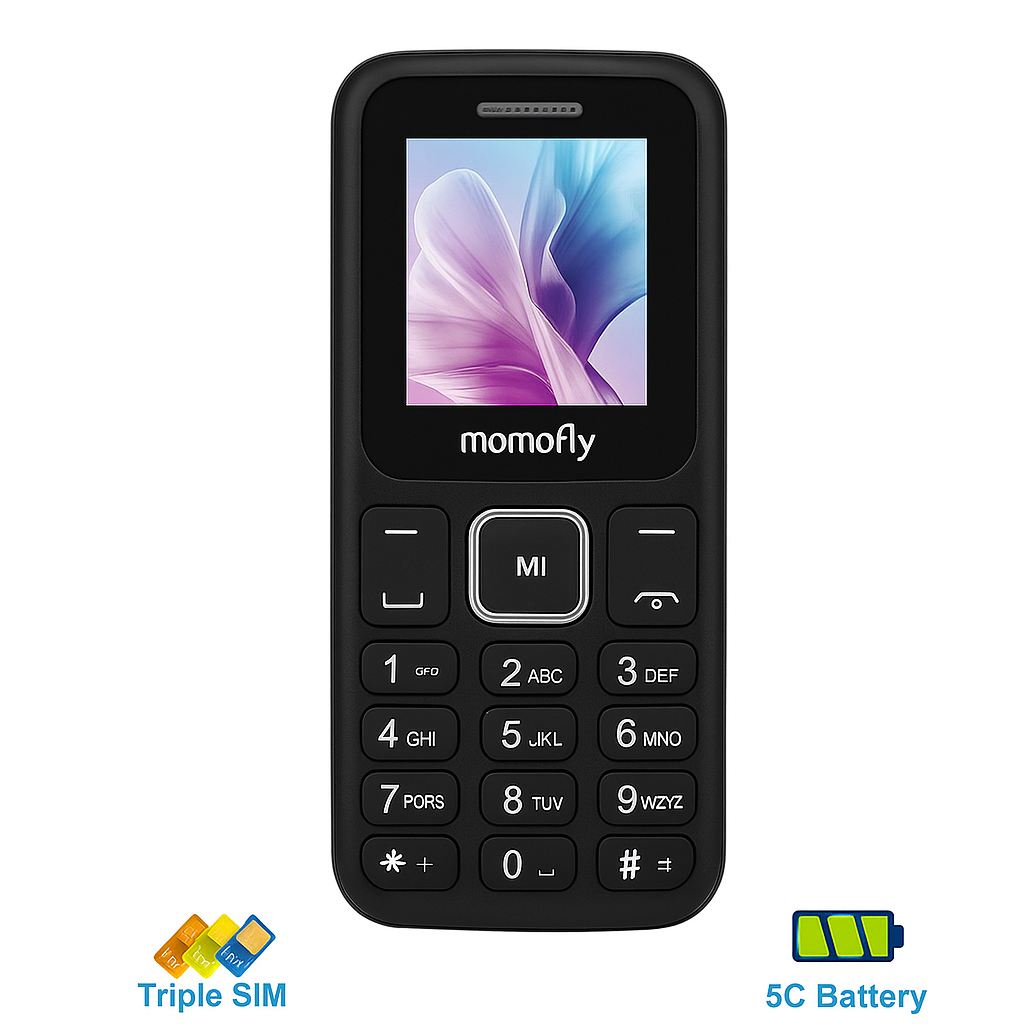 [ NEW ARRIVAL ] Momofly M310E 32 MB RAM featured phone Triple SIM Regular 5C Battery, 1.77 Inch display with Bluetooth connectivity Wireless FM and Bright Torch featured phones