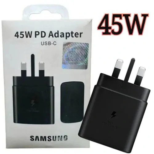 Original Samsung 45 Watts Fast Charger Adapter for Galaxy A17,A16,A07,A06,A26,A15,A25,A05,A05S,A06,S23FE With Type C Output - Adapter only
