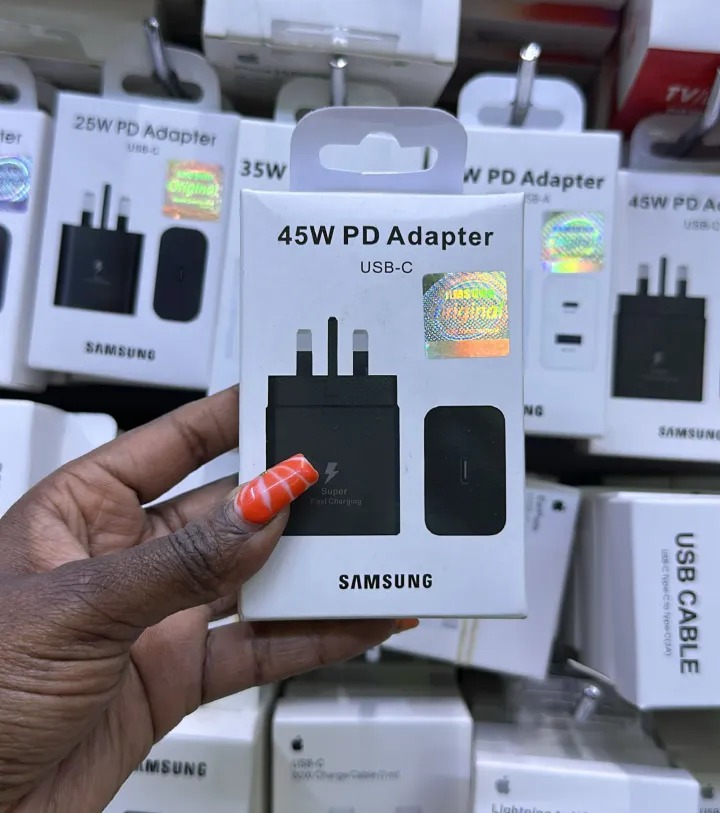 Original Samsung 45 Watts Fast Charger Adapter for Galaxy A17,A16,A07,A06,A26,A15,A25,A05,A05S,A06,S23FE With Type C Output - Adapter only