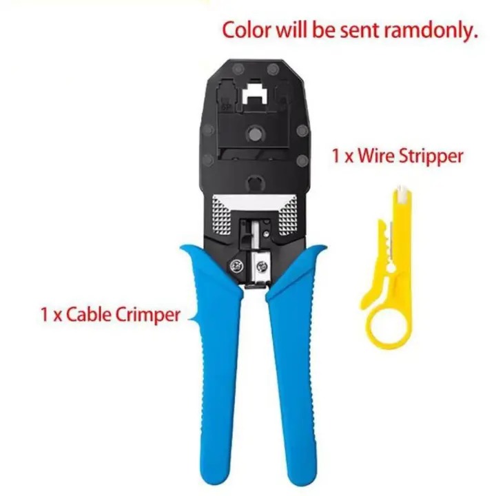 Professional RJ45 Crimp Tool Ethernet Crimper for RJ45 Cat6 Cat5 Cat5e Pass Through Connectors and RJ12 Plug Ends with 50PCS RJ45 Cat6 Connectors, RJ45 Cable