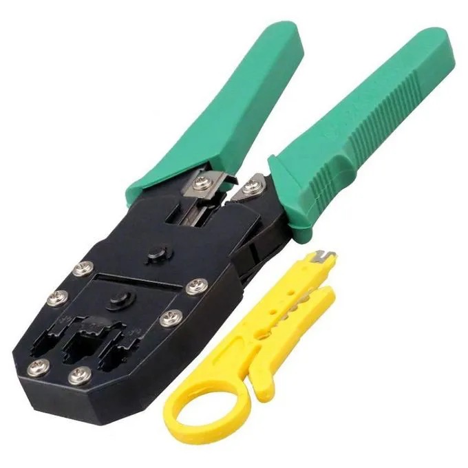Professional RJ45 Crimp Tool Ethernet Crimper for RJ45 Cat6 Cat5 Cat5e Pass Through Connectors and RJ12 Plug Ends with 50PCS RJ45 Cat6 Connectors, RJ45 Cable