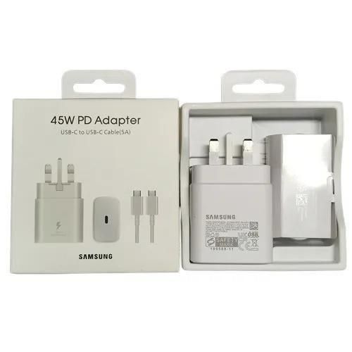 Original Samsung 45 Watts Fast Charger Adapter for Galaxy A17,A16,A07,A06,A26,A15,A25,A05,A05S,A06,S23FE With Type C Output and Type C-C Cable
