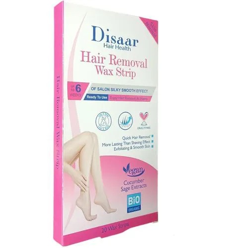 Disaar Hair Removal Wax Strips for Women & Men, Ready to Use Cold Wax, Vegan Formula with Cucumber & Sage Extracts, Quick & Long-Lasting Smooth Skin, 20 Strips