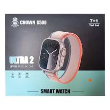 Crown G500 Ultra 2 Smart Watch 7-in-1 Set with Multiple Bands, Fitness & Health Monitoring, Bluetooth Calling, Sports Modes, Stylish Touch Screen Smartwatch for Android & iOS