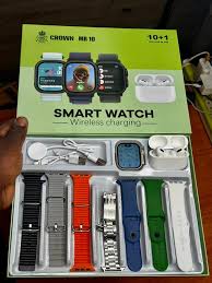 Crown MR10 Smart Watch with Wireless Charging & Earbuds, 10-in-1 Fitness & Health Tracking Smartwatch, Bluetooth Calling, Multiple Watch Bands, Sports Modes for Android & iOS